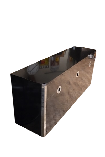 enfilade design 1979 Willy Rizzo alveo a 3 portes noire laque